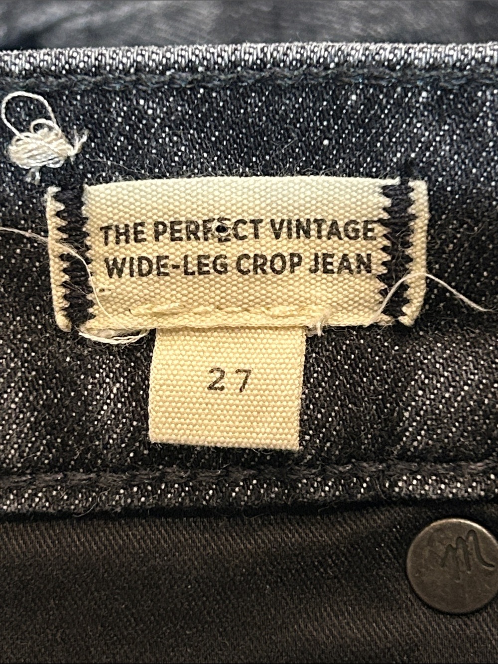 Madewell The Perfect Vintage Wide Leg Crop Jean size 27 Robles Wash Black - Picture 7 of 16